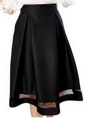 Retro Splicing High Waist Poplin Full Skirt - A Thrifty Mom
