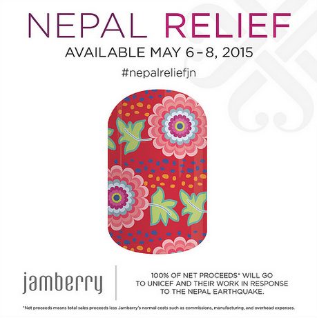 Jamberry Nepal Relief chairty wrap, 100 percent of net goes to UNICEF to help with the Nepal Earthquake. One wrap sheet will give you 2 full pedicured and 2 full manicures