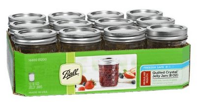 Ball Jar Crystal Jelly Jars with Lids and Bands, 8-Ounce