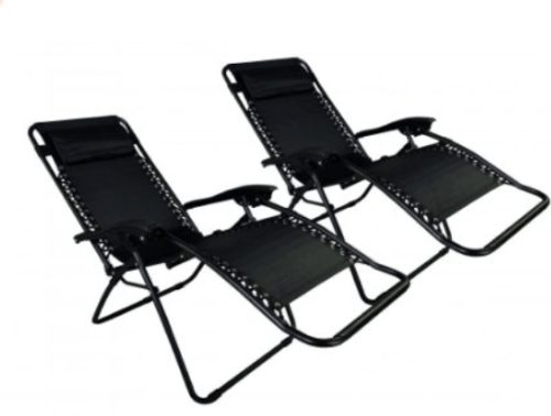 Zero Gravity Chairs Case Of (2) Black Lounge Patio Chairs