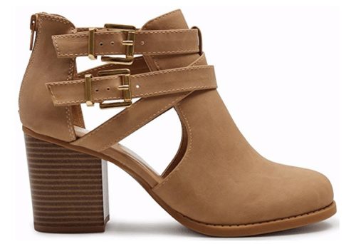 Womens Stacked Heels Ankle Booties