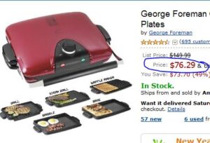 George Foreman Grilleration Electric Grill + 5 Removable Plates