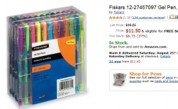 fiskers gel pin pack, tween gift idea