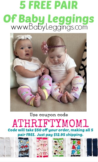 FREE Baby Leggings at BabyLeggings.com with coupon code ATHRIFTYMOM1, just pay shipping. WOW such a great deal, gift idea