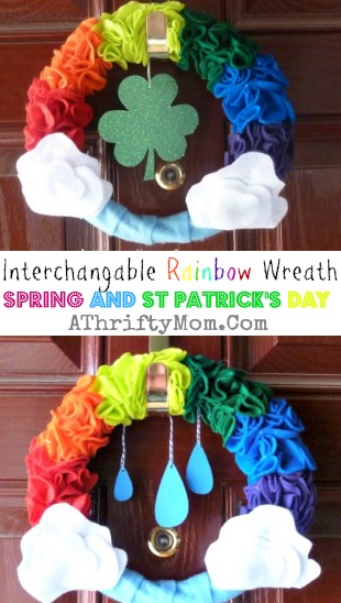 Interchangable Rainbow Wreath ~ Spring and St Patrick's Day, #Spring, #Wreath, #DIY, #Rainbow what a fun idea love this