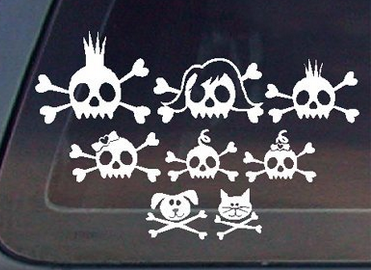 skull family decal car stickers