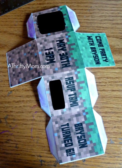 minecraft party invitations, #minecraft, #party, #thriftyparty, #minecraftparty, #invitations,  #thriftyinviations, #3d,#papercrafting, #easypartytips