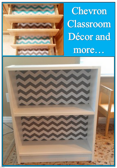 chevron bookcase with Contact paper quick and easy makeover