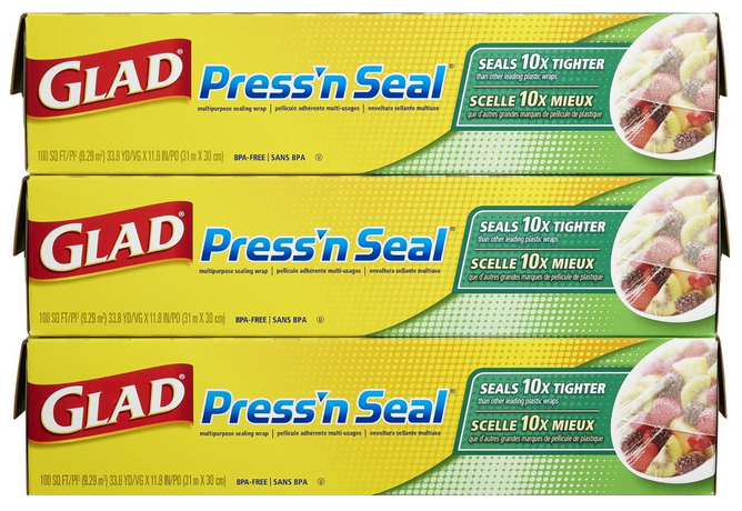 Glad Press'n Seal Plastic Food Wrap - 100 Square Foot Roll ( 3 count )
