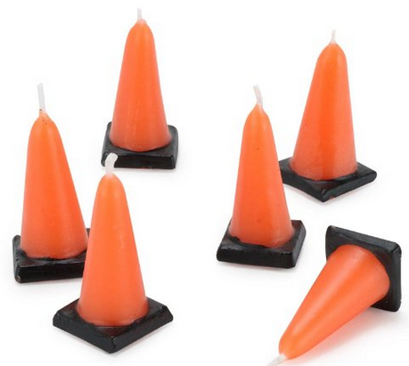 Mini construction traffic cone candles boy birthday cake candle