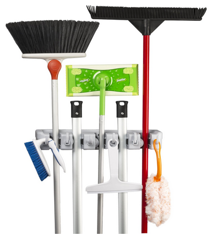 Wall Mounted Storage & Organizer for Mops Brooms and More #GarageStorageSolutions