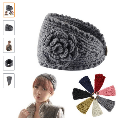 Fashion Deals for Less. crochet flower headband, etsy style yarn ear warmers on sale, Tween or teen gift idea