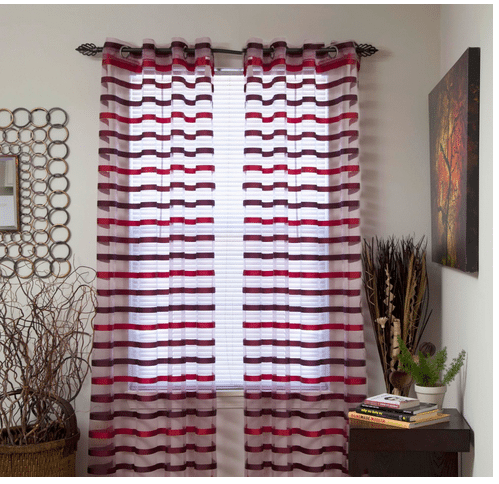 Grommet Single Striped Curtain Panels - PRICE DROP - wine&red color ONLY $3.27 per panel!! #HomeDecor