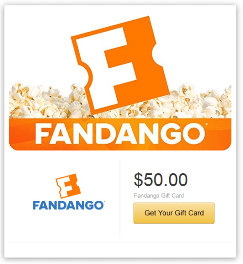 Fandango Gift Card - Spend $50 and Get $10 Off! - Email Delivery Only - It's like getting a FREE movie ticket! #GiftIdea