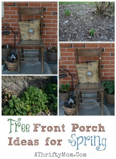 Front porch ideas for FREE,  DIY Front Porch Decor Ideas for Spring or summer add a little color to your home by adding what we have in the yard