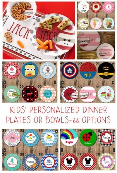 KIDS' PERSONALIZED DINNER PLATES OR BOWLS-66 OPTIONS, Gift ideas, Kitchen ideas, Kid freindly Meal ideas