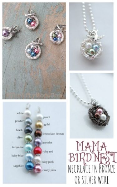 Mothers Day gift idea, momma bird nest necklace with pearls for each child , love this and the Jamberry nail wraps too