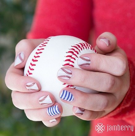 jamberry nail art designs, Opening Day Baseball Nail Art Ideas for Summer sport teams, Easy nail art ideas that take seconds to put on and last all