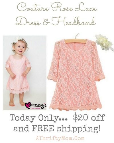 Mommy's Little Darlings Little Girls' Couture Rose Lace Dress & Headband, childrens fashion onlin coupon codes, spring lace dress for toddlers