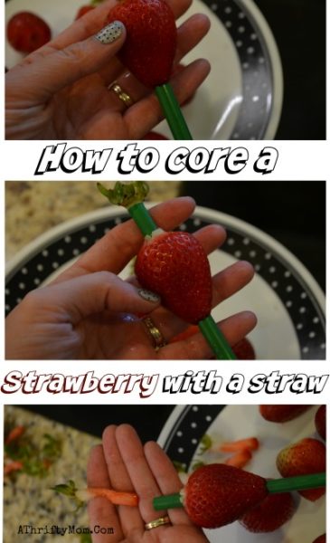 Kitchen hacks, Stawberry recipes made easy HOW TO CORE A STRAWBERRY WITH A PLASTIC STRAW, this is such a cool trick and perfect for kids helping in the kitchen .