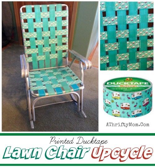 Lawn chair GLAMPER upcycle, use printed duct tape to personalize your chair and make it super cute, DIY, Camping, Fun Family reunion ideas