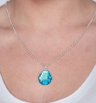 minecraft diamond necklace, jewelry, gamer jewelry, fun necklace, amazon deals