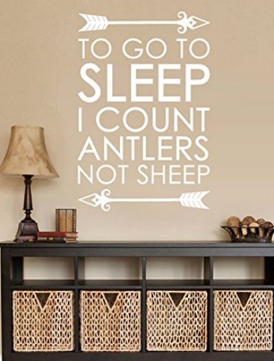 to go to sleep I count antlers not sheep, vinyl, vinyl sayings, vinyl quotes, baby room, hunter gifts, baby gifts, vinyl wall sayings