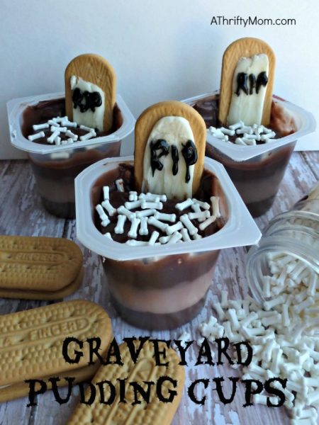 graveyard pudding cups, pudding cups, Halloween, Halloween pudding cups, Halloween snacks, Halloween treats, Halloween, class snacks, party snacks