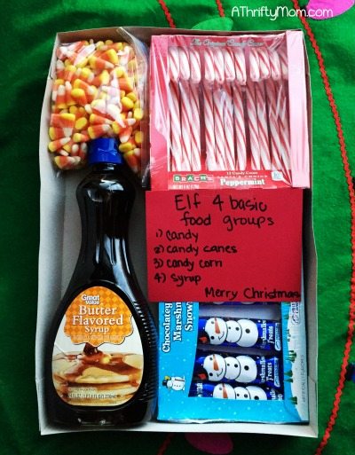 Elf gift package, Elf inspired gifts, 4 food groups, white elephant gift