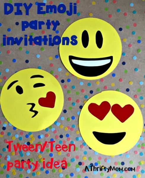 DIY Emoji party invitations, teen or tween party idea