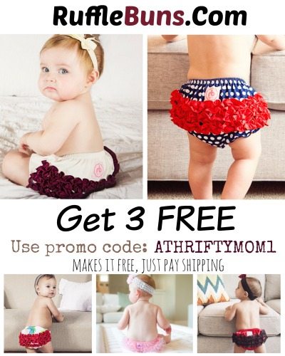 Free rufflebuns with promo code athriftymom1, free baby clothes, baby shower gift ideas, or 1st birthday baby gift ideas, freebies for babies