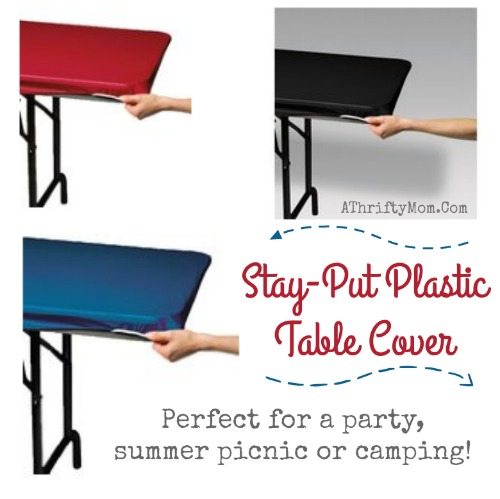 camping hacks, picnic and camping made easy clean up with these Stay-Put Plastic Table Cover,