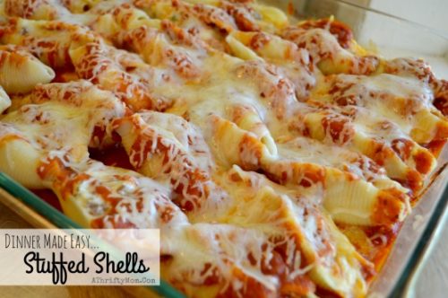 Easy Dinner Ideas, Easy Freezer Meals, Stuffed Shells are a great way to feel a large group with no stress