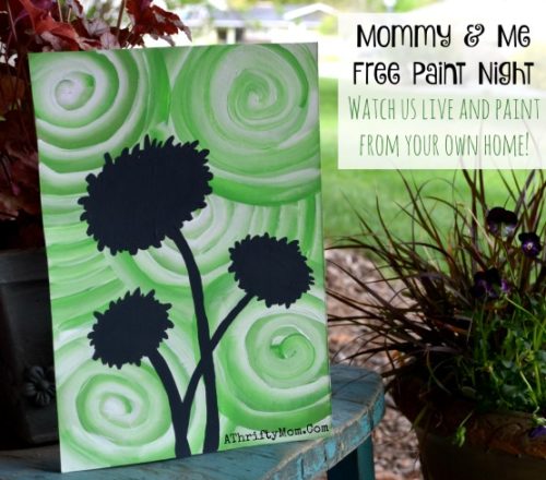 Easy paintings on canvas, Flowers and Swirls easy art projects for kids join our FREE class and you can paint with us, Mommy and Me paint night, popular paint projects for kids