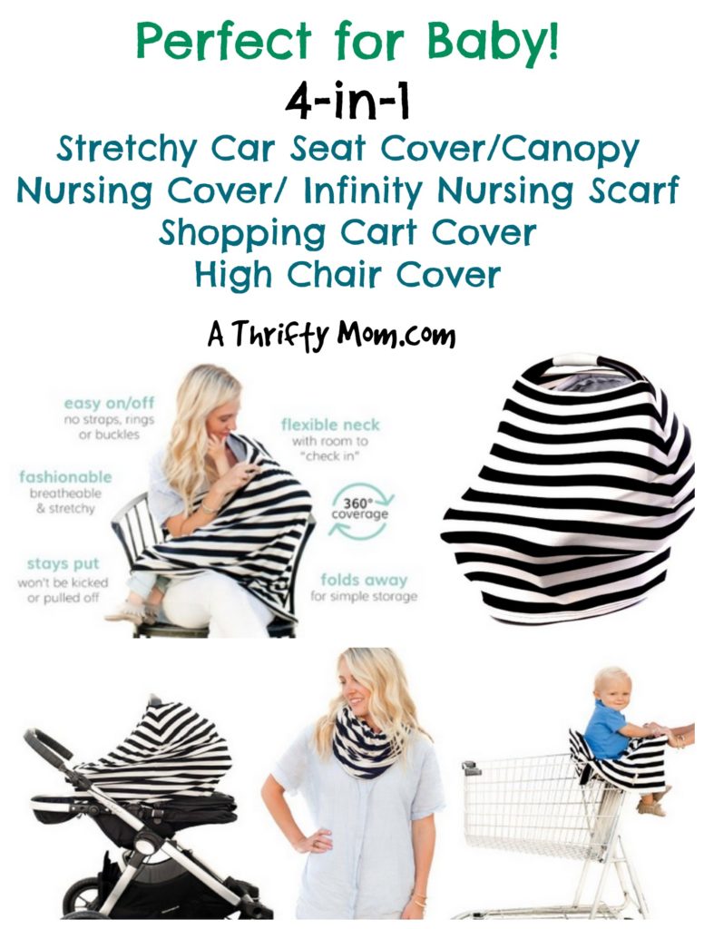 4 in 1 Strectchy Car Seat Cover, Nursing Cover, Shopping Cart Cover, High Chair Cover