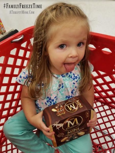 Unilever IceCream is buy 3 get one free at Target Stores, till Sept 10th, She wants to LICK the icecream even if it is still in