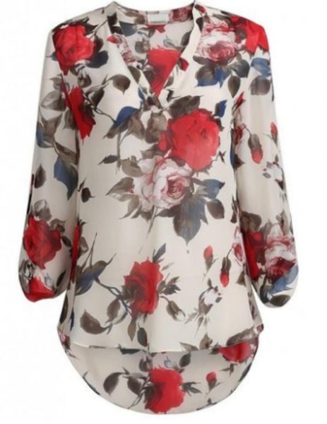 Women's floral high-lo blouse