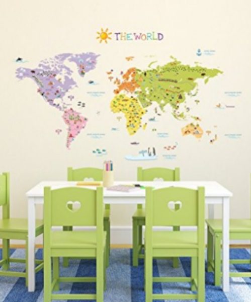 world map wall decal