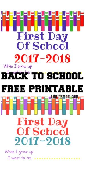 First day of school free printable