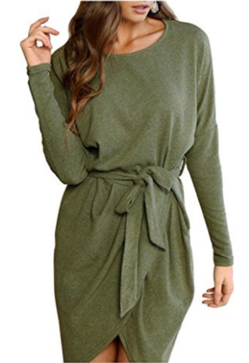 Belted sweater dress