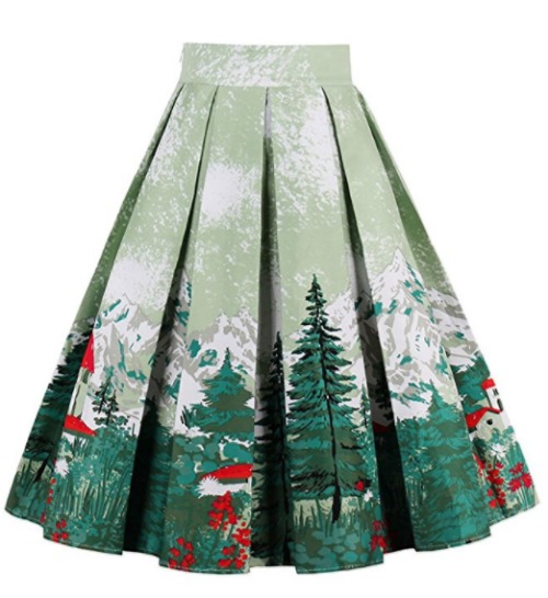 Printed pleated midi skirt