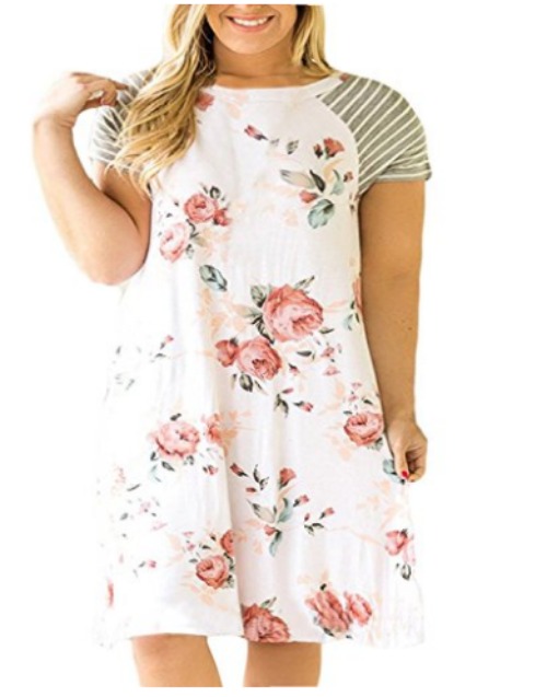 Plus size floral t-shirt dress