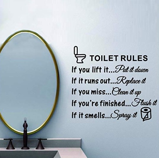 Bathroom rules decal