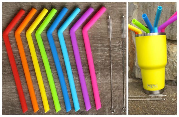 Silicone straws pack of 8