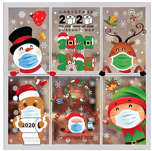 MISS FANTASY Christmas Window Clings 262 PCS 8 Sheets Christmas Window Stickers Christmas Window Decorations Xmas Holiday Santa Window Decals Clings for Glass Window