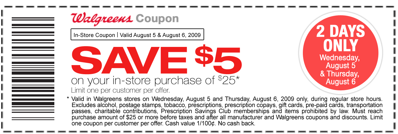 Coupon For 5 Off 25 At Walgreens 2 Days Only A Thrifty Mom 