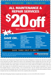 Firestone coupon $20 off $30 A Thrifty Mom Recipes Crafts DIY and