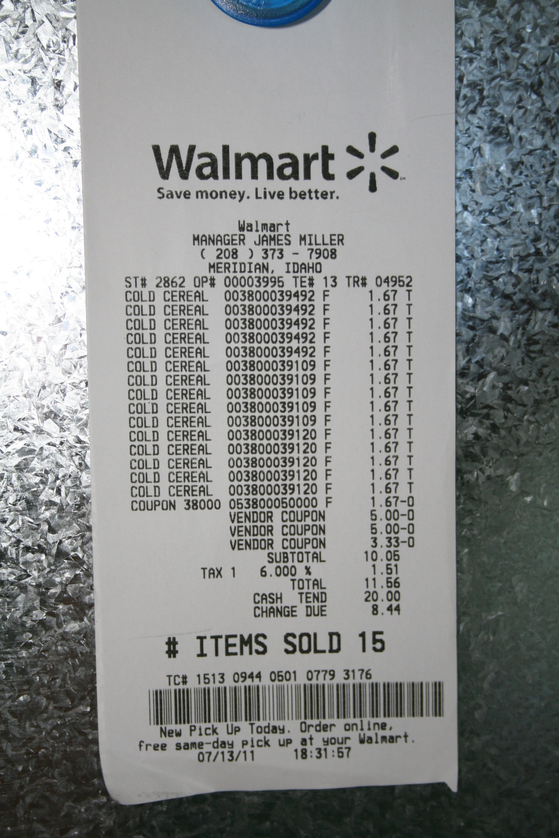 walmart receipts