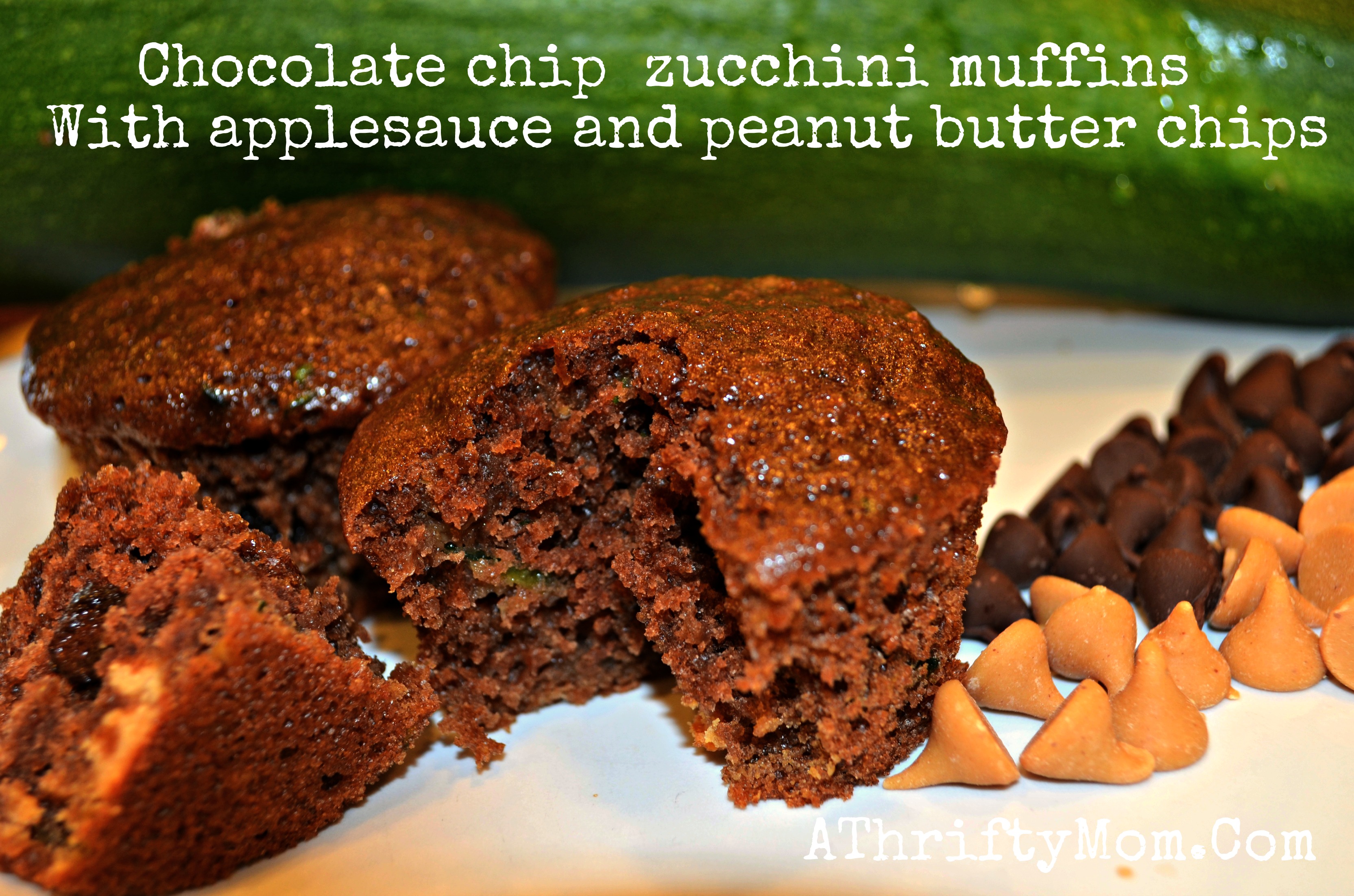 Chocolate chip apple sauce zucchini muffins A Thrifty Mom Recipes