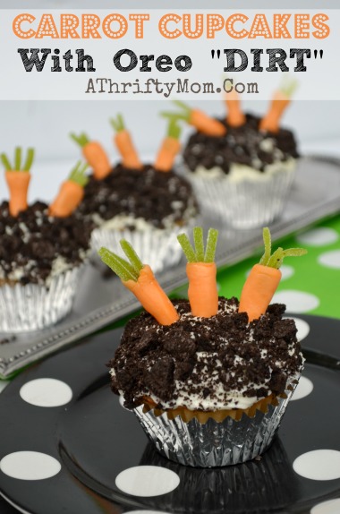 Carrot and Oreo Cookie “DIRT” Cupcakes ~ Cupcakes for kids #Easter